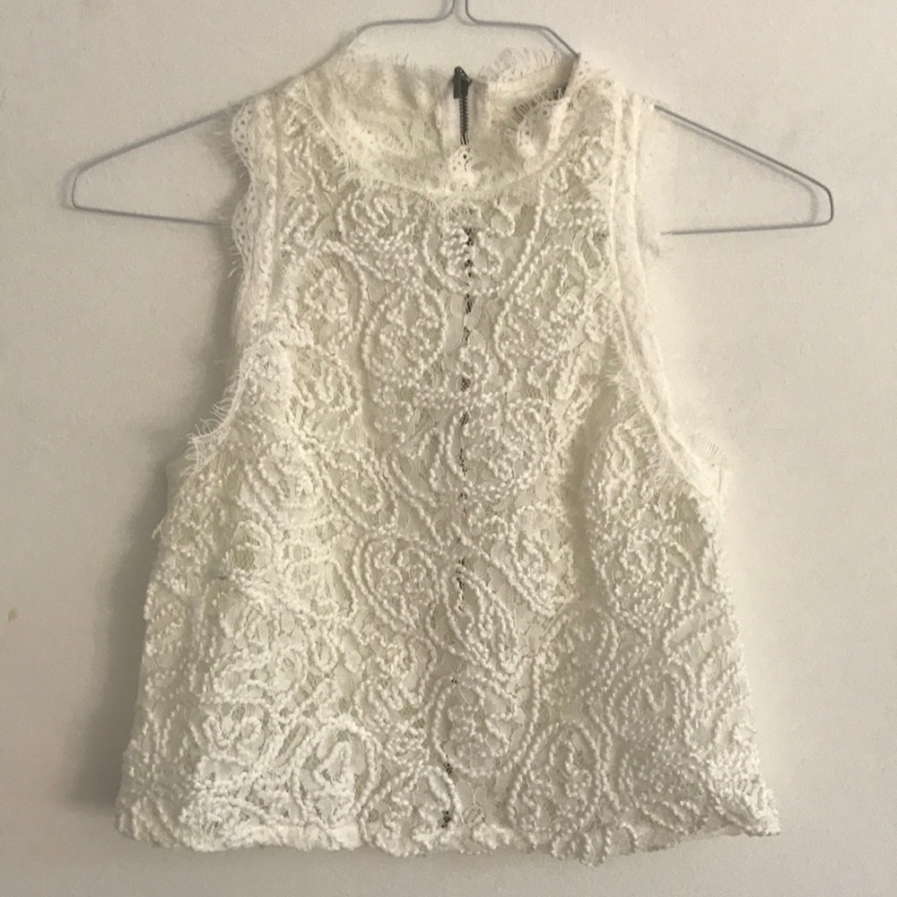 (Never worn) Full white lace, sleeveless Zara top